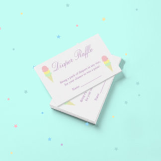 Summer Ice Cream Baby Shower Diaper Raffle Card