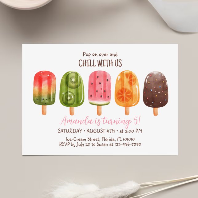 Summer Ice Cream Birthday Invite Popsicle Invite (Creator Uploaded)
