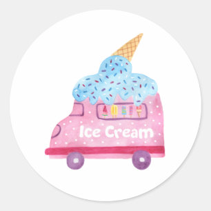 Summer Ice Cream Birthday Party Classic Round Sticker