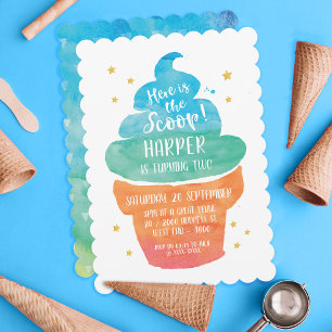 Summer Ice Cream Birthday Party Invitation