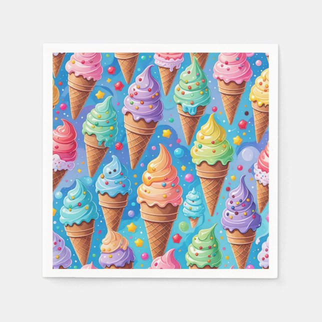 Summer Ice Cream Cone Collection Napkin (Front)