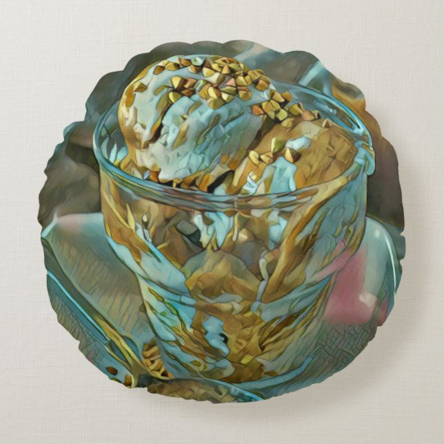 Summer ice cream cone round cushion (Front)