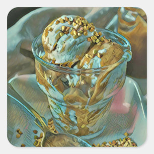 Summer ice cream cone square sticker