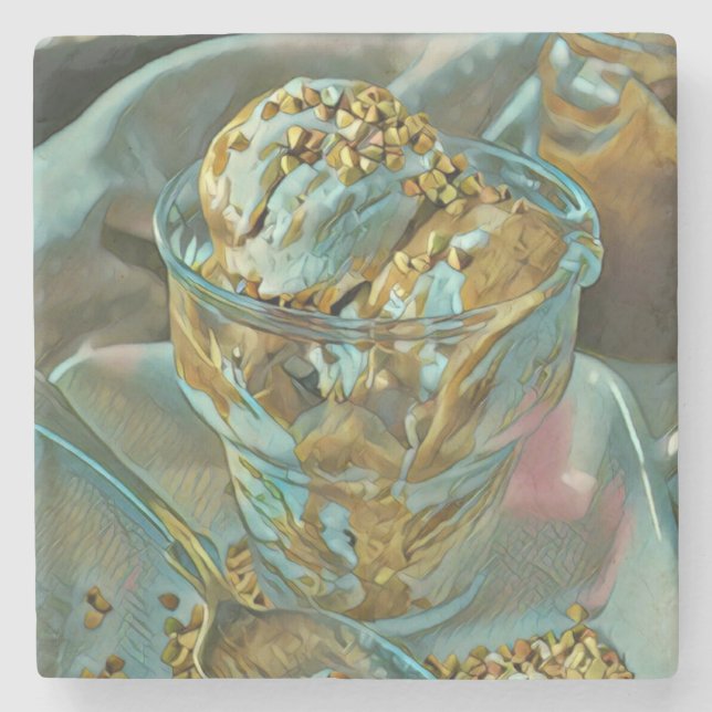 Summer ice cream cone stone coaster (Front)