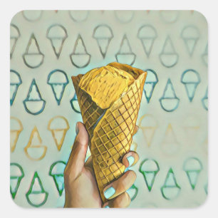 Summer ice cream lovers square sticker