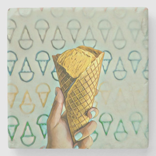 Summer ice cream lovers stone coaster (Front)