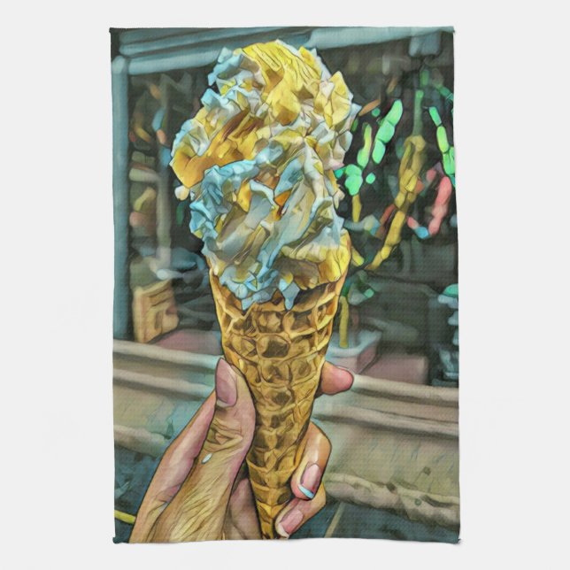 Summer ice cream lovers tea towel (Vertical)