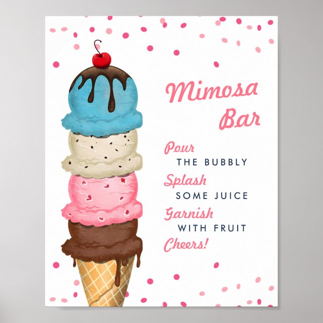 Summer Ice Cream Mimosa Bar Bridal Shower Poster (Front)