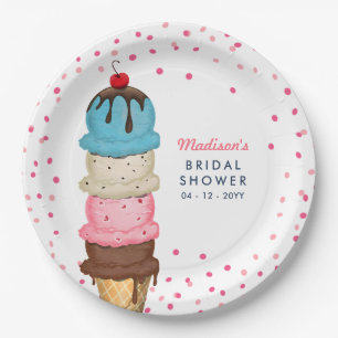 Summer Ice Cream Modern Bridal Shower Paper Plate