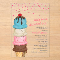 Summer Ice Cream Modern Watercolor Bridal Shower