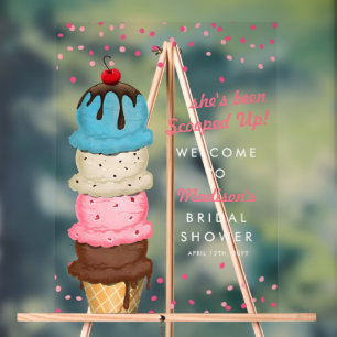 Summer Ice Cream Modern Watercolor Bridal Shower Acrylic Sign
