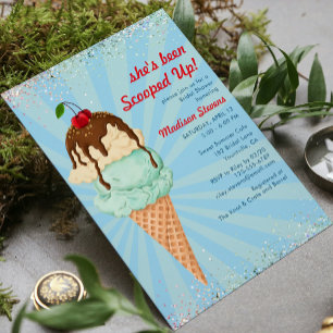 Summer Ice Cream Modern Watercolor Bridal Shower I Invitation