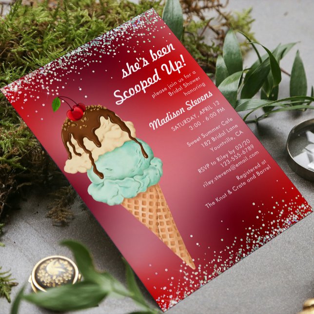 Summer Ice Cream Modern Watercolor Bridal Shower I Invitation (Creator Uploaded)