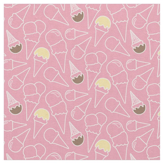 Summer Ice Cream Pattern Fabric (Close Up)