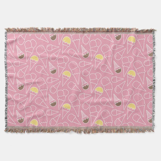 Summer Ice Cream Pattern Throw Blanket (Front)