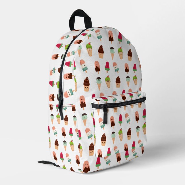 summer ice cream printed backpack (Back Corner Left)
