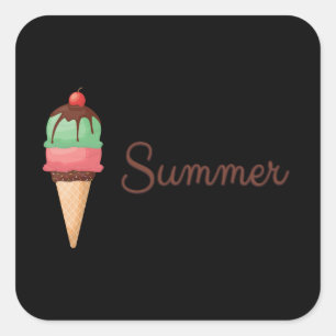 Summer Ice Cream Square Sticker
