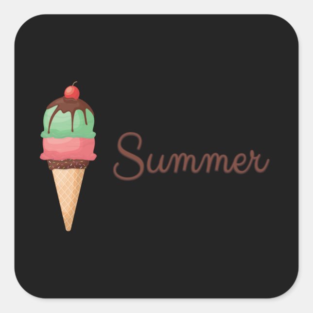 Summer Ice Cream Square Sticker (Front)