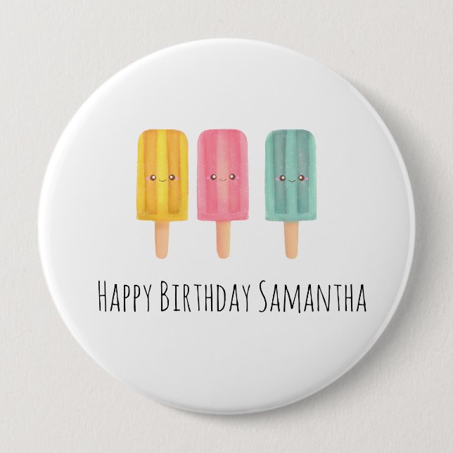 Summer Ice Cream Sticks 10 Cm Round Badge (Front)