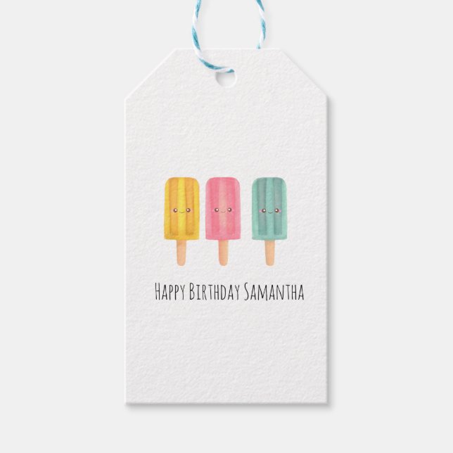 Summer Ice Cream Sticks Gift Tags (Front)