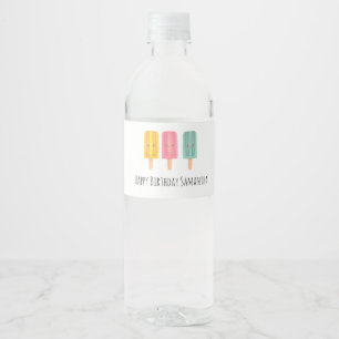 Summer Ice Cream Sticks Water Bottle Label