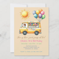 Summer Ice Cream Truck Birthday Invitation