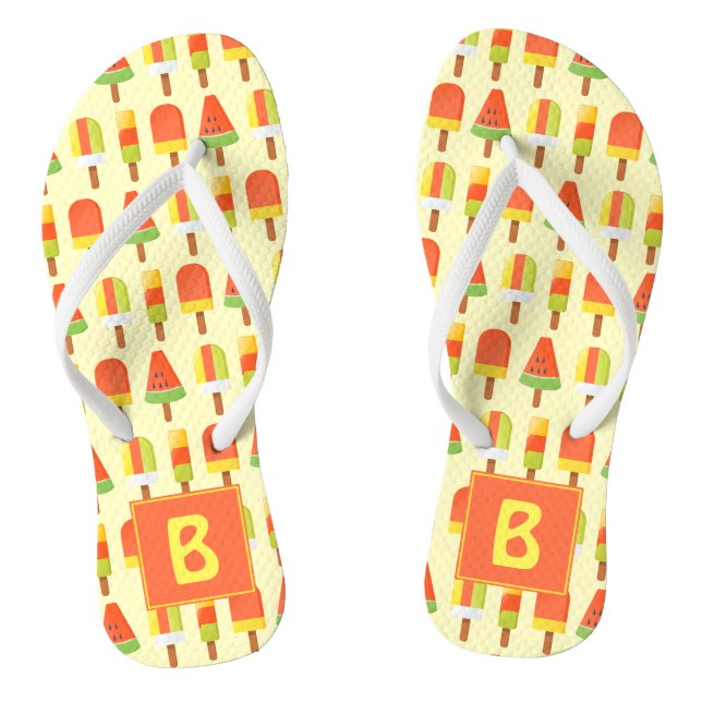 Summer Ice Lollies Pattern Monogram Jandals (Footbed)
