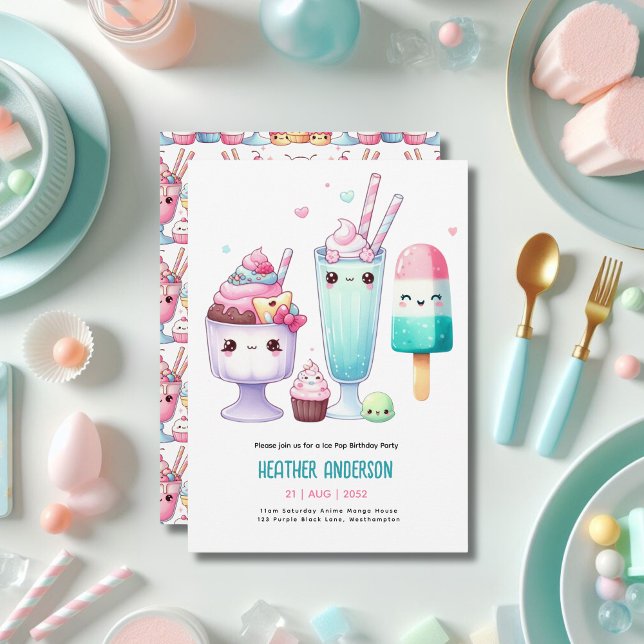 Summer Ice Pop Popsicle Ice Cream Birthday Kids Invitation (Creator Uploaded)