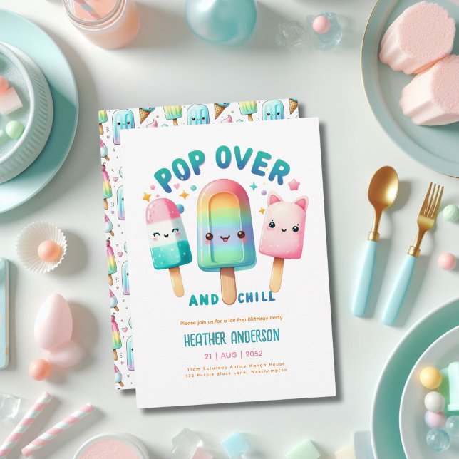 Summer Ice Pop Popsicle Ice Cream Birthday Kids Invitation (Creator Uploaded)