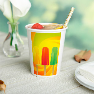 Summer Ice Pops Trio Bright Popsicles Paper Cups