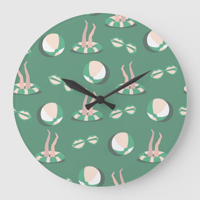 Summer Icons: Vintage Seamless Repeat Large Clock (Front)