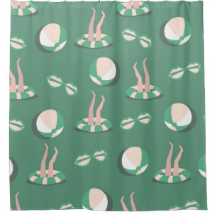 Summer Icons: Vintage Seamless Repeat Shower Curtain