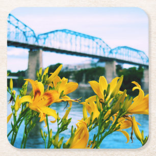 Summer in Chattanooga - Walnut Street Bridge  Square Paper Coaster