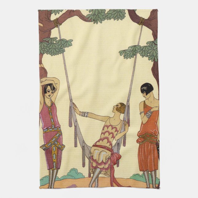 Summer in France Art Deco Kitchen Towel (Vertical)