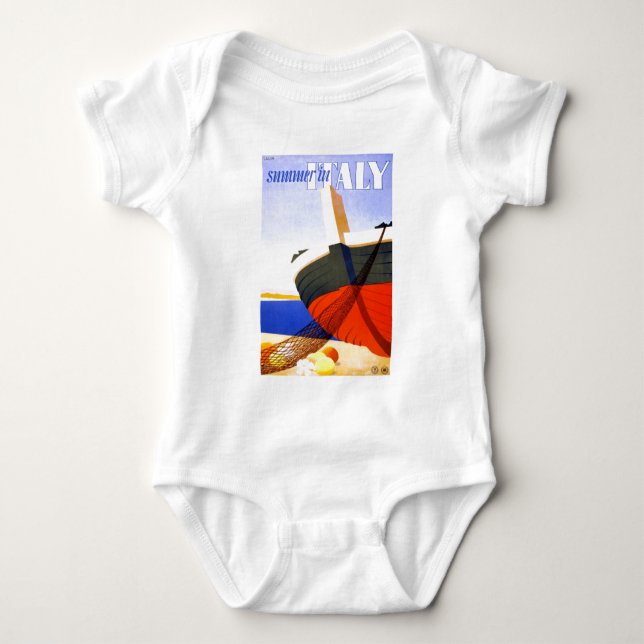Summer in Italy Vintage Travel Baby Bodysuit (Front)