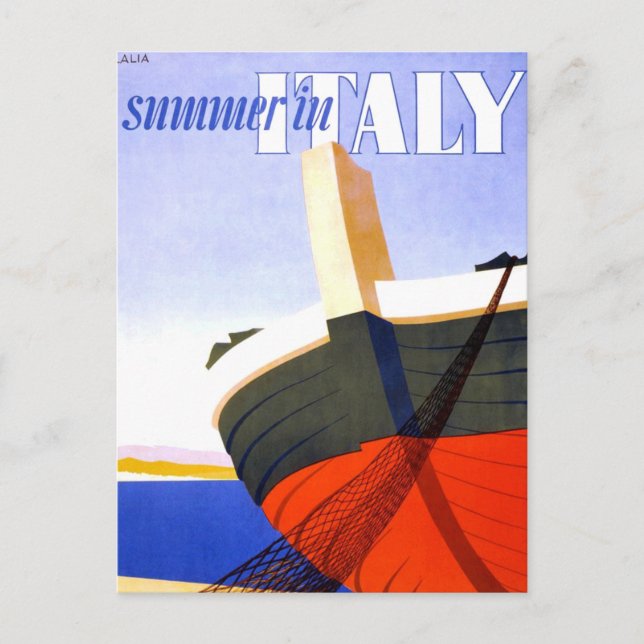 Summer in Italy Vintage Travel Postcard (Front)