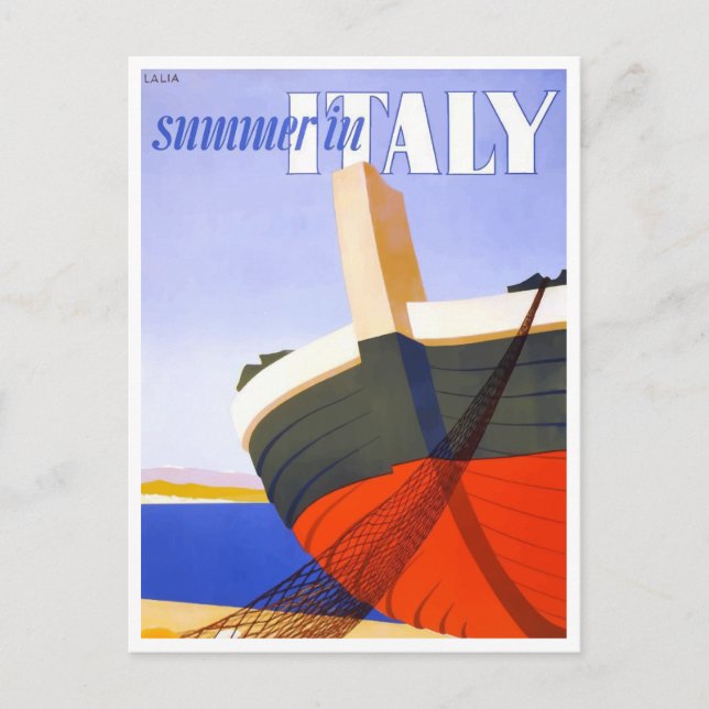 Summer in Italy Vintage Travel Postcard (Front)