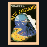 Summer In New England Poster<br><div class="desc">Vintage "Summer in New England" travel poster with surrealistic train image reminiscent of</div>