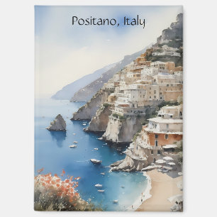 Summer in Positano Italy Watercolor Illustration Magnet