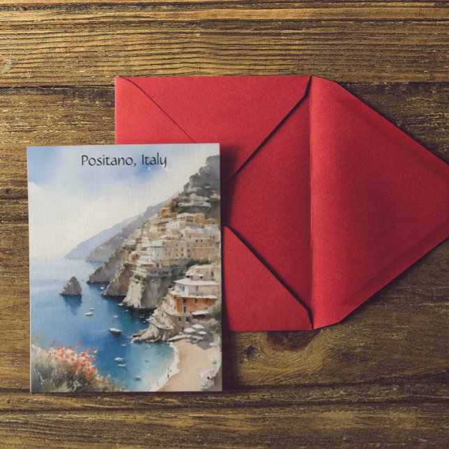 Summer in Positano Italy Watercolor Illustration Postcard (Summer in Positano Italy Watercolor Illustration Postcard)