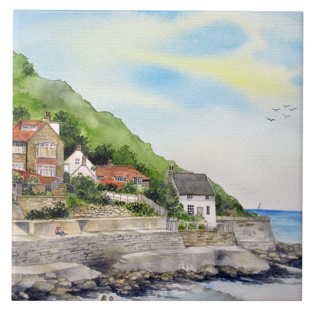 Summer in Runswick Bay England Farida Greenfield Tile (Front)