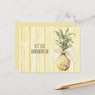 Summer in the Sun Yellow Stripes Pineapple Postcard