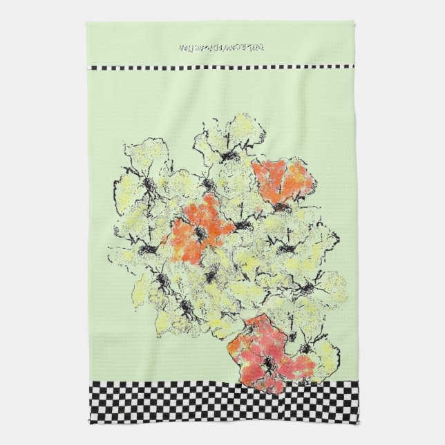 Summer into Fall Shabby Chic Wildflowers Tea Towel (Vertical)