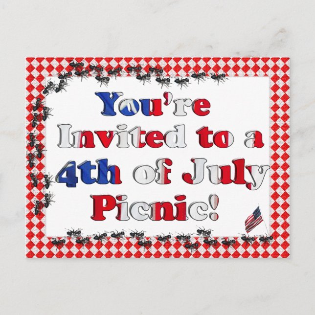 Summer Invitation for 4th of July BBQ Postcard (Front)