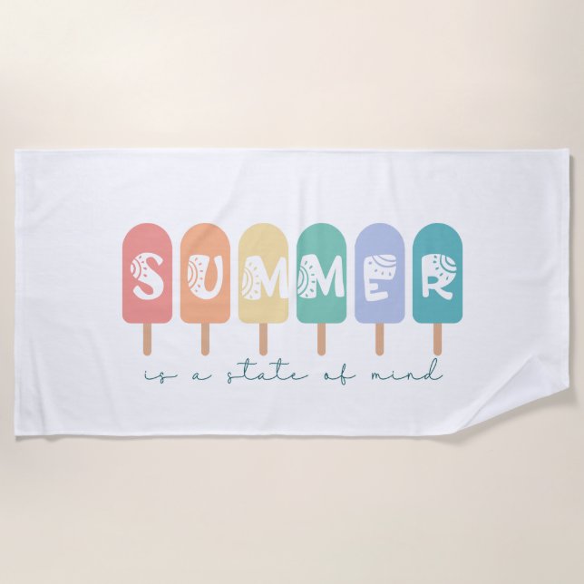 Summer is a State of Mind – Ice Cream Popsicle Beach Towel (Front)