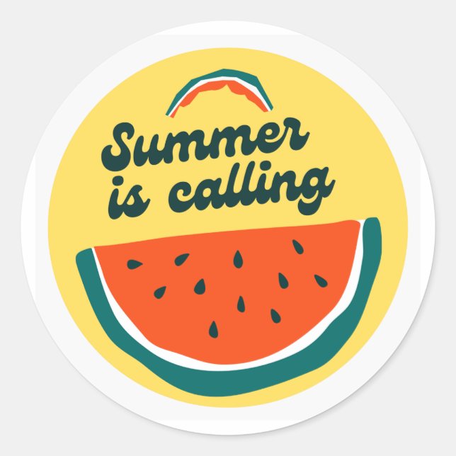 Summer is calling classic round sticker (Front)