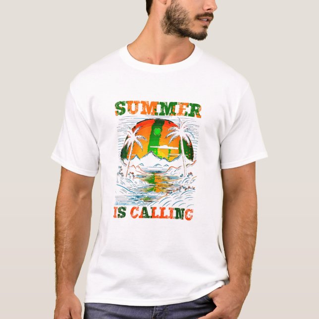 Summer Is Calling Sunset Island T-Shirt (Front)