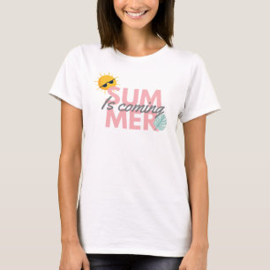 Summer is coming   pink and gray Typography T-Shirt