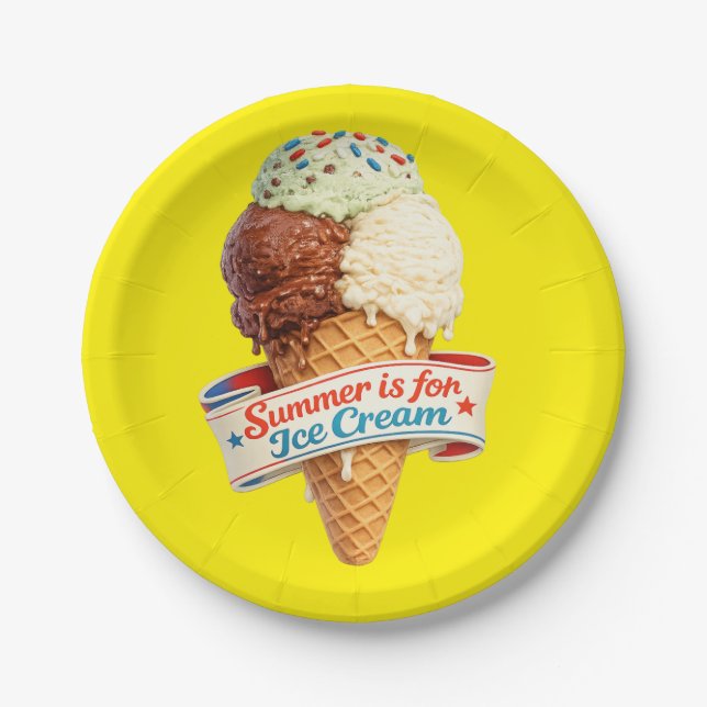Summer is for Ice Cream Paper Plate (Front)