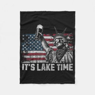 Summer It’s Lake Time Beer Statue Of Liberty 4th O Fleece Blanket